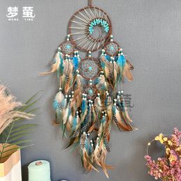 High grade turquoise life tree dream catcher with Colourful feather wind chime wall decoration, cross-border hot selling pendant