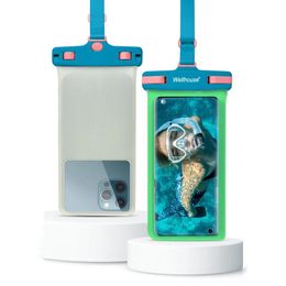 Bags 7 Inch Waterproof Phone Bag 3d Universal Luminous Swimming Drifting Diving Phone Case Cover Tpu Double Whistle Water Sport Bag