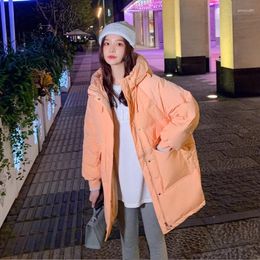 Women's Trench Coats Parkas Orange Down Cotton Coat Mid-length Loose Jacket For Woman Winter Clothes Women 2024 Fashion Parka Casaco