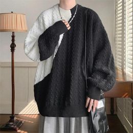 Men's Sweaters Man Panelled Twisted Jumpers 2024 Autumn Winter Korean Striped Simple Casual Warm Knitted Sweater Male Oversize Pullover