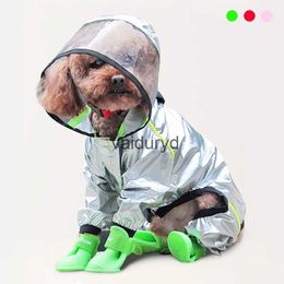 Dog Apparel Pet Dog Raincoat Transparent Hooded Jumpsuit Dogs Waterproof Coat Water Resistant Clothes for Dogs Cats Pet et for Rainy Dayvaiduryd