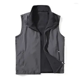 Men's Vests Autumn 2024 Outdoor Sleeveless Jacket Mens Vest Double Side Wear Men Soft Warm Waistcoat Fleece Jackets Male Big Size 8XL