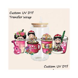 Uv Dtf Cup Wraps Transfer Sticker For 16Oz Glass Can Ready To Halloween Waterproof Clear Film Decals Drop Delivery Dhbza