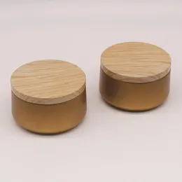 Storage Bottles Modern Box Wood Lid DIY Empty Candle Jar Round Shape Mini For Home