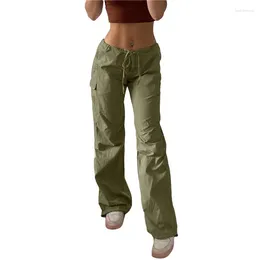 Women's Pants Fashion Cargo 2024 Tie Up Ruched Trousers Women Retro Baggy Low Waisted Sweatpants Pockets Harajuku Joggers