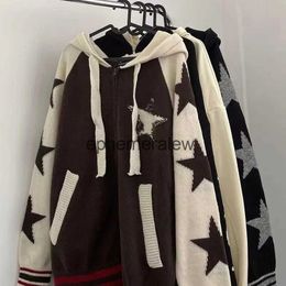 Kadın Hoodies Sweatshirts Y2K 2022 Kış Giysileri Kadınlar Vintage Stars Tassel Tasarım Kıdemli hırka Jacquard Uzun Kollu Kazak Kore Fashionephemeralew