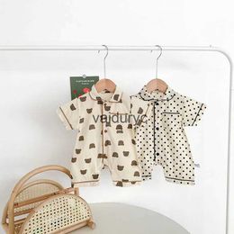 Pajamas 2022 Baby Pajamas Short Sleeve Infant Boys Sleeper Wear Infant Sleeping Set Toddler Rompers H240508