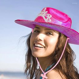 Berets 1PC Pink Cowboy Hat Cowgirl With Fashion Halloween Cow Girl Costume Accessories Adjustable Neck-string