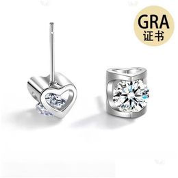 0.5Ct Real Moissanite Moisanne Stone Stud Earrings For Ladies 925 Sterling Sier Wedding Engagement Anniversary Gift With Jewellery Box Dhj9W