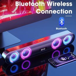 Speakers Comput Sound Bar Wireless Bluetooth Speaker Stereo Subwoofer Soundbar for PC Laptop Theatre TV 6D Surround Speaker with RGB Lamp