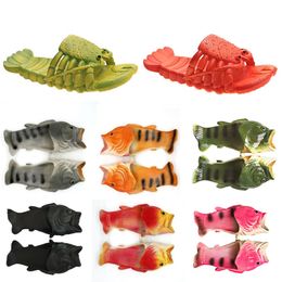 2024 designer slides Funny Slippers Womens Shoes Family Residential Shoes Men Blus Summer Beach slipper Boys Unisex New Fish lobster Slippers size 24-47
