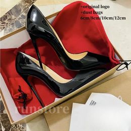 Women's High Heels Shoes Luxury Thin Heels Shallow Nude Patent Leather Sandal Black Shiny Pointed Toe Shoes 6cm 8cm 10cm 12cm Dress Shoes