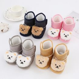 Boots 0-18 Months Born Baby Girls Snow Soft Sole Cartoon Bear First Walker Non-Slip Shoes Toddler Winter Footwear