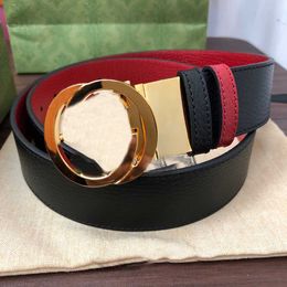 3.8cm Belt Designer Belt Original Cowhide Men Silver Bronze Metal BuckleBelts Genuine Leather Waistband Black Red Double Casual Buckle Belt