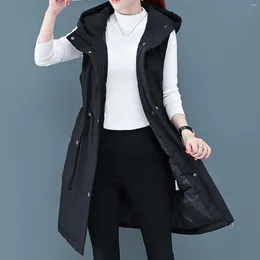 Women's Vests Sleeveless Jacket Vest Coat For Woman Winter With Hood Warm Outdoor Waistcoats Jackets Pockets Work Long Overcoat