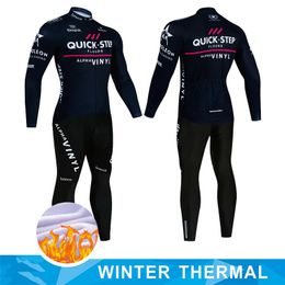 QUICK STEP Winter Thermal Fleece Cycling Jersey Set Maillot Ropa Ciclismo Keep Warm MTB Bike Wear Bicycle Clothing 240112