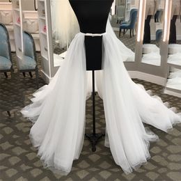 Detachable Skirt for Wedding Gowns Petticoat Four Layers Tulle Front Slit Removable Court Train for Bridal Dress Jumpsuits A Line Skirts