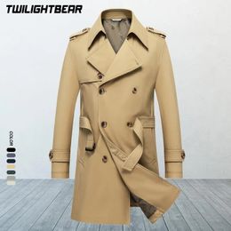 Solid Classic Men's Trench Coat Plus Size Windbreak High Quality Business Casual Wind Coat Men Clothing M-8XL BF7987 240112