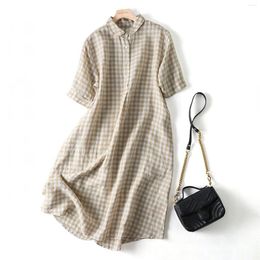 Casual Dresses Women's Solid Colour Plaid Maxi For Women Summer Cute Skater Dress