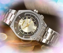 Nightlight Lumious Automatic Date Men Watches Luxury Fashion Mens Full Stainless Steel Band Quartz Movement Clock Double Timer Calendar Leisure Wristwatch Gifts