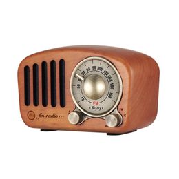 Speakers Vintage Radio Retro Bluetooth Speaker Wooden Fm Radio Classic Style Strong Bass Enhancement Loud Volume Supports Aux Tf Car