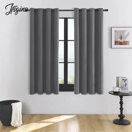 Bedroom Short Blackout Curtains for Windows Solid Opaque Curtain for Living Room Balcony Tende Cortina Treatment Home Decor Size 240113
