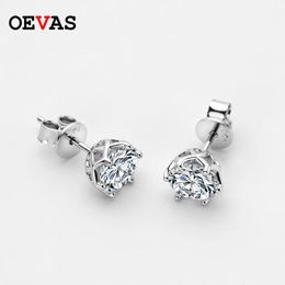 OEVAS Real 051 Carat D Colour Stud Earrings For Women Top Quality 100% 925 Sterling Silver Sparkling Wedding Jewellery 240112