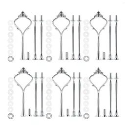 Bakeware Tools 6 Set Tray Hardware For Cake Stand 3 Tier Fitting Holder Wedding And Party Serving Tray(Silver)