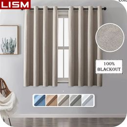 LISM Linen Texture Thermal Insulated Blackout Curtain 100% Shading Curtains for Living Room Bedroom Dining Room Window Drapes 240113