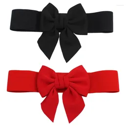 Belts For Women Dress Decorated Fabric Wide Waistband Three-dimensional Large Bow Elastic Black White Red
