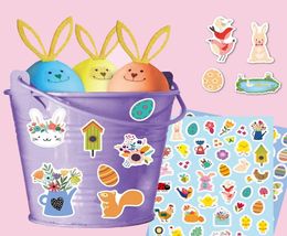 6PCS Pack Easter Stickers Children Cartoon Rabbit Colorful Eggs Decoration Sticker The Spring Elements Bunny Chick Flowers Decals 6885294