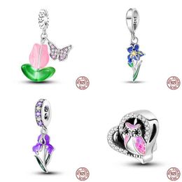 new 925 Silver Colorful Butterfly owl flowers Spring Series Charms Beads bee Fit Pando 925 Original Bracelet Jewelry