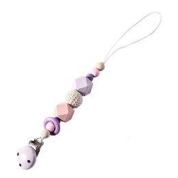 Baby Clips Teething Beads Soother Multi-style Spacers Pacifier Holder(purple)