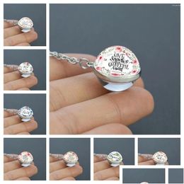Pendant Necklaces Bible Series Necklace Double-Sided Glass Ball Alloy Chain Jewelry Fashionable Exquisite Gift For Friend Drop Deliver Otx4Y