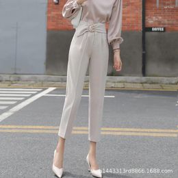 Women's Pants Suit High Waist 2024 Autumn Loose Straight Cropped Slimming Smoke Tube Casual Fashion