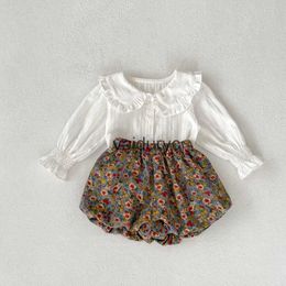 Clothing Sets MILANCEL Autumn Baby Girls Clothes Set White Shirt And Floral Bloomer 2 Pcs Suit H240508