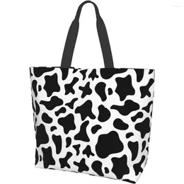 Shopping Bags Cow Print Tote Bag Large Spot Women Casual Shoulder Gifts Reusable Waterproof For Travel Grocery Outdoor