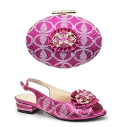 Dress Shoes Arrival Italian Women And Bag Set Decorated With Rhinestone Wedding Bride Elegant African Party Pumps Purse