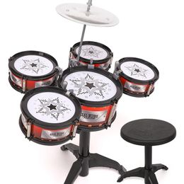 Simulation Drum Set Junior Drums Kit Jazz Percussion Musical Instrument Development Toys For Children Kid Gifts 240112
