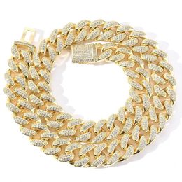 Chains Chains 15Mm Iced Out For Men Miami Cuban Link Necklace Diamond Micro Paved Cz Gold Sier Chain Fashion Hip Hop Jewelry Drop D Dh Dhzty