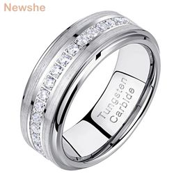 she Mens Promise Wedding Band Brushed Finished Tungsten Carbide Rings for Men Charm Half Round Zircon Jewellery 240112