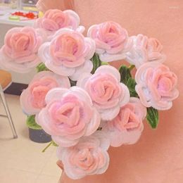 Decorative Flowers High Quality Handmade Rose Flower Gradient Pink Color For Valentine's Day Romantic Diy Bouquet Gifts Wedding Party Decor