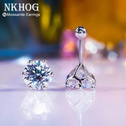 NKHOG Real 2 Carat 8mm Stud Earrings For Women Screw Thread Ear Studs Sterling Silver 925 Jewellery Pass Diamond Test 240112