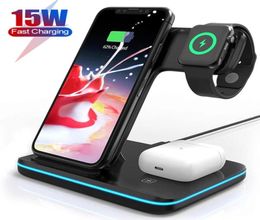 3 In 1 Qi Wireless Charger Stand for Apple Watch 6 5 4 Airpods Pro 15W Fast Charging Dock Station For iPhone 12 11 Pro Samsung S101921747