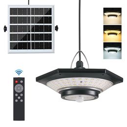 Solar Pendant Light Outdoor Indoor 228LED Hanging Solar Shed Light Motion Sensor 3 Lighting Modes with Remote Control