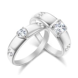 Certificated 925 Silver Stone Couple Rings For Engagement Wedding Jewelry Accessories Male Female 240112