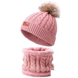 Winter Childrens Hats Knitted Beanie And Silk Scarves Neckerchief Drop Delivery Dhfu1