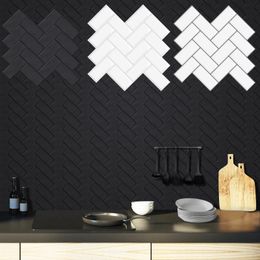 10 Pieces Peel and Stick Herringbone Wall Tiles DIY Kitchen Backsplash Big SIze Sticker Waterproof Vinyl Wallpaper for Home 240112