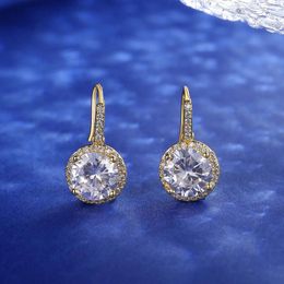 Stud Earrings IN Selling Round Zircon Pendant Plated Thick Real Gold Non-fade Accessory