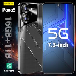 2024 Cross-Border New Arrival Povo5 Flagship 7.3-Inch 3 32 Foreign Trade 5G Smartphone Ozon Generation Source Factory